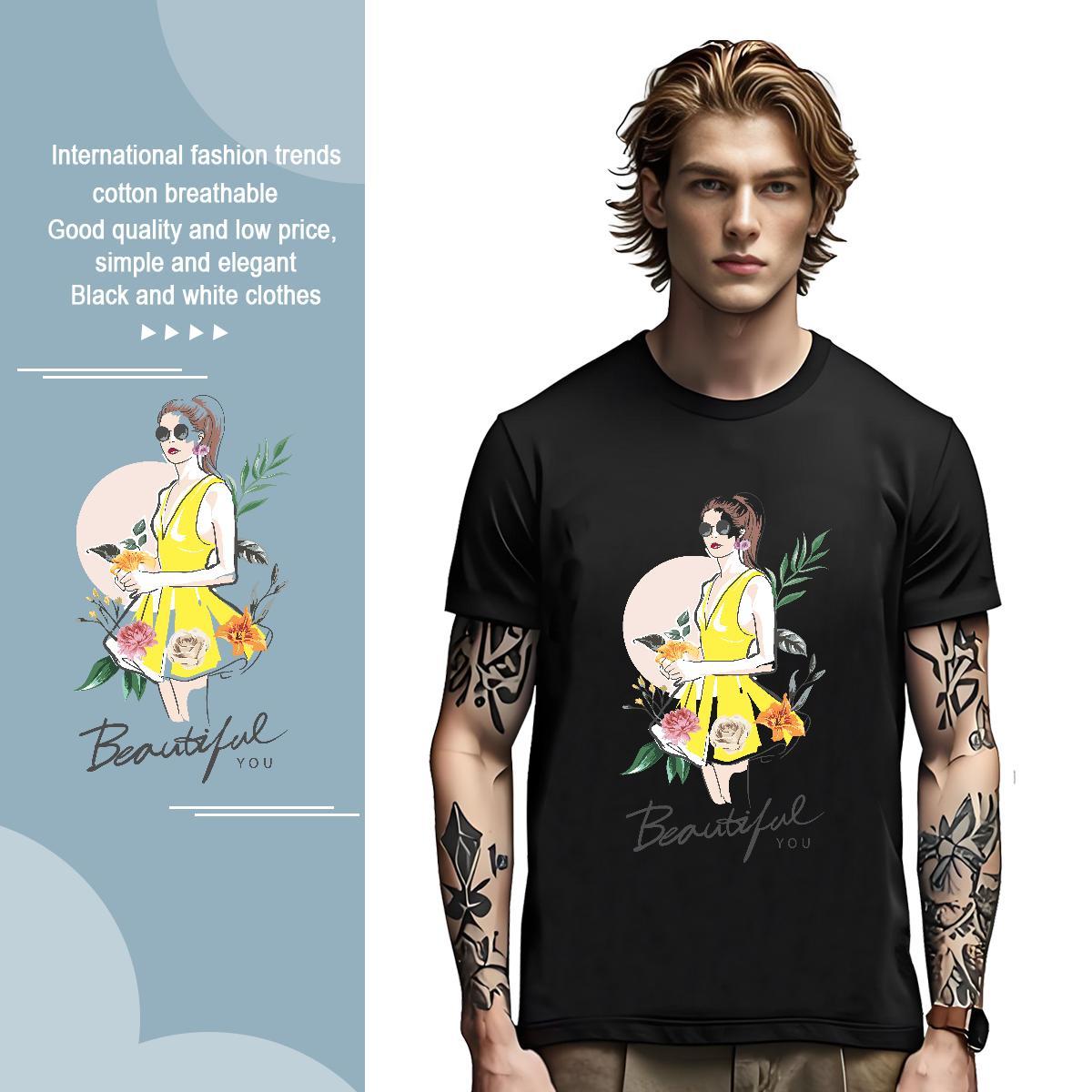 T shirt 230g Cotton person Sports Casual Breathable Crew Neck Oversized 4XL Men Tshirts Designer Fashion Cool Design Tees Shirts