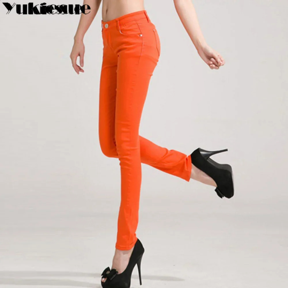 Womens Candy Color Pants Pencil Trousers Spring Autumn Elegant Office Mid Waist Pants For Women Slim skinny jeans pants female 240813