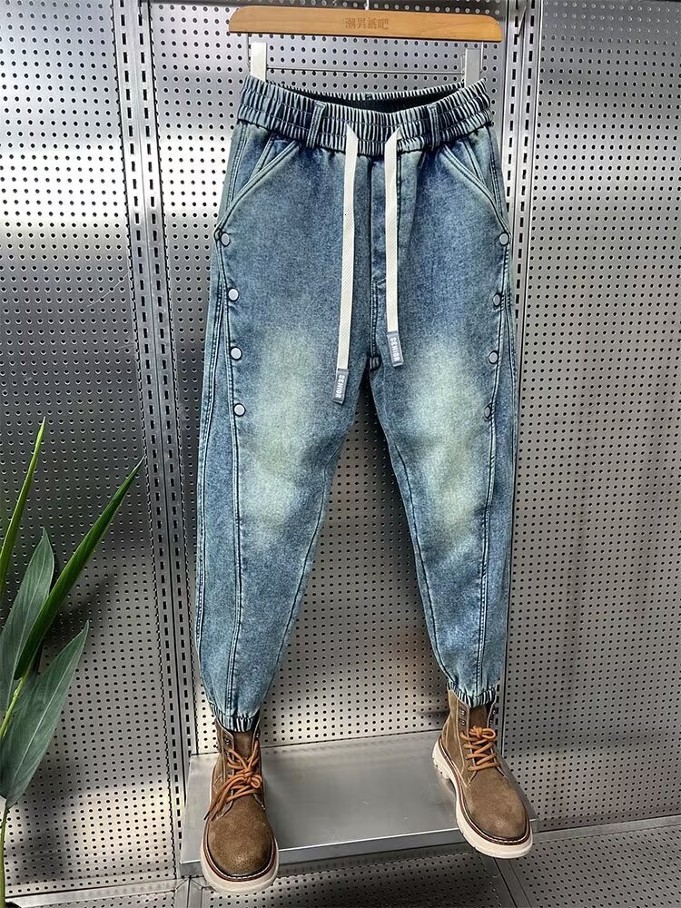 49 American summer jeans men's cropped versatile design trendy fashion slim casual pants