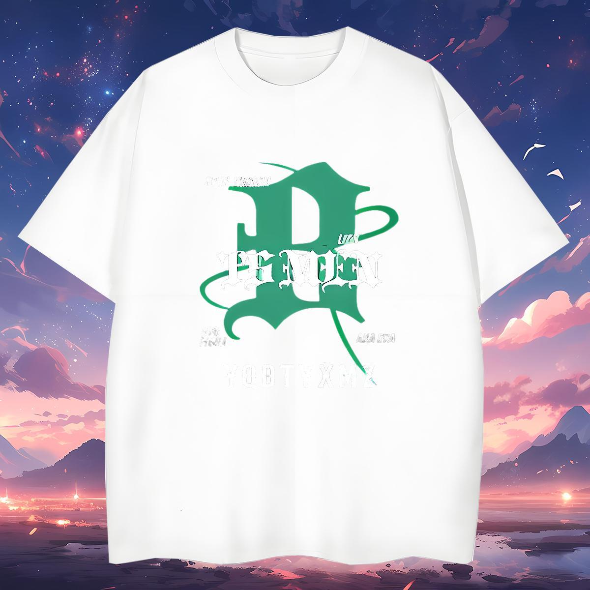 Free Shipping letter T Shirts Men Hip Hop Street Tshirts 100% Cotton 230g Fashion Round Neck Short Sleeve Anime Clothings