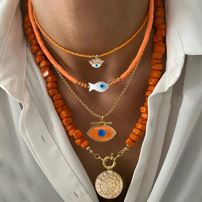 bohemian Green Gravel Natural Semi Stone Necklace Womens Fashion Jewelry collares pendant 240813