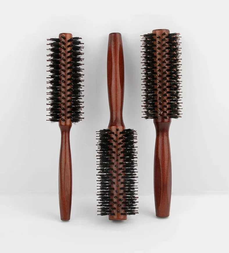 3 types of straight and diagonal hair combs natural bristle curling brush drum hair dryer for curling hair DIY hair styling tools W240813