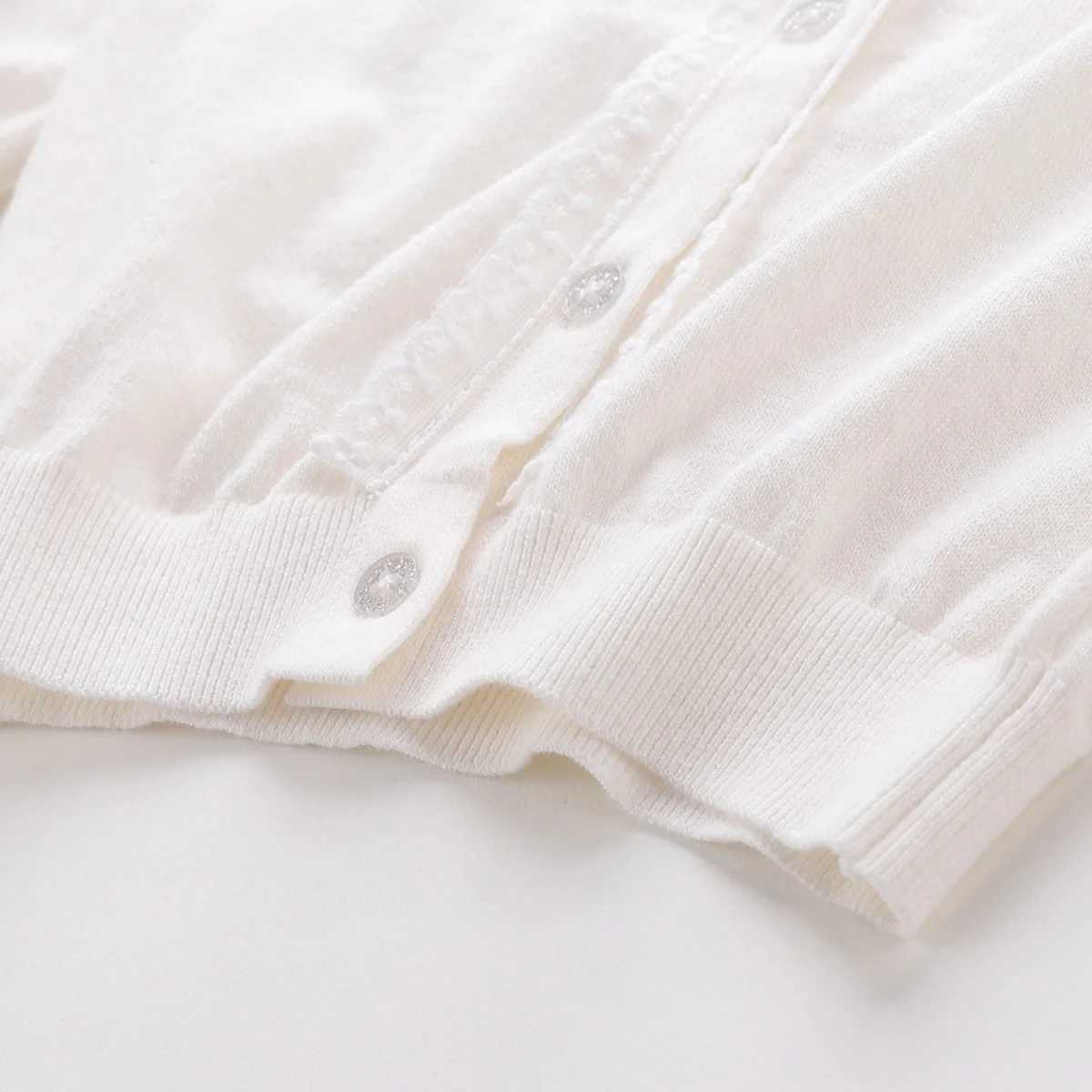 LABI BABY Princess White Knitted Open Skirt Girl Elegant Long Sleeve Coat Autumn Lace Sweater Coat Autumn Baby Clothing W240813