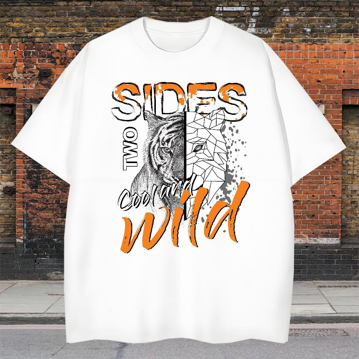 Cool Design T Shirts Men tiger Crew Neck Breathable Casual Custom Print Oversized 100% Cotton 230g Mens Tshirts Classic Casual Clothes