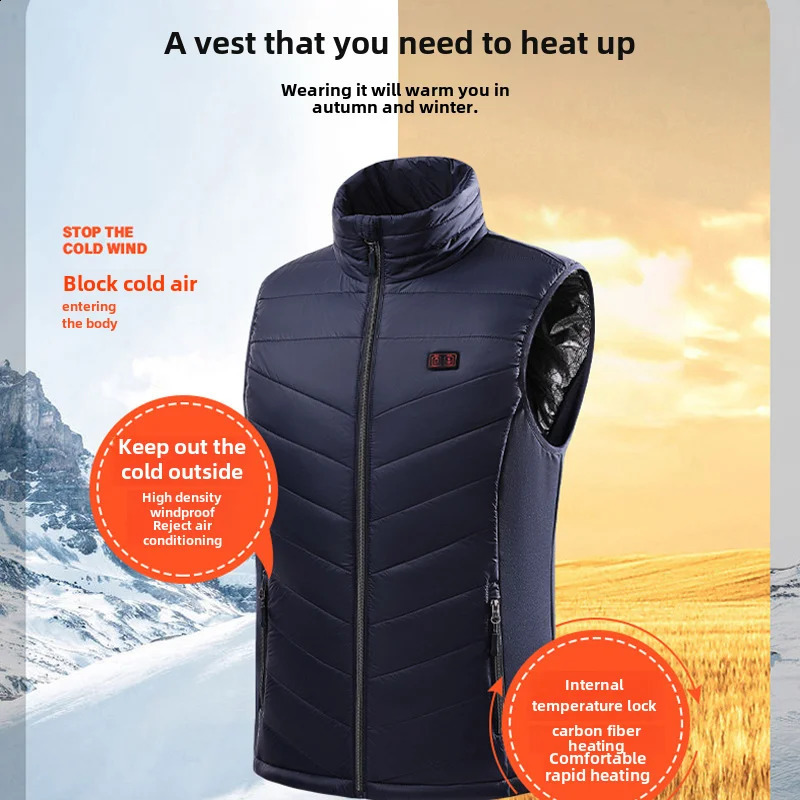 Autumn and Winter Electric Waistcoat Cotton Vest 3-Step Thermostat Warm Vest Constant Temperature Heating Clothes 240813