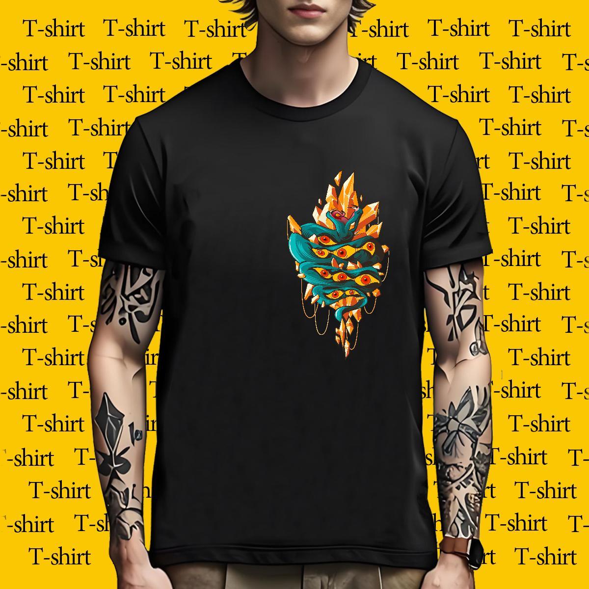 Unisex T-Shirts snake Round Neck Short Sleeve Daily Wear Custom Cartoon 230g Cotton Men Tshirts 2024 New Tees