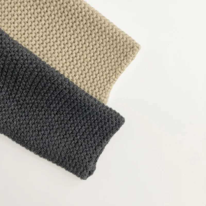 Baby Autumn Solid Fashion Knitted Jacket Childrens Korean Version Cardigan Girls Cotton Boys Thick Sweater Top W240813