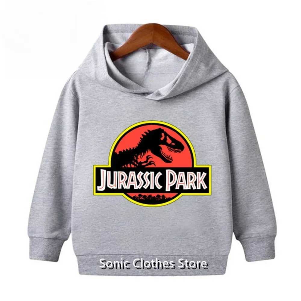 Jurassic Park Dinosaur Hoodie Kids Sweater Boys Girls Hoodie Suit Pullover Long Sleeve Spring and Autumn New Popular Anime MovieY240814