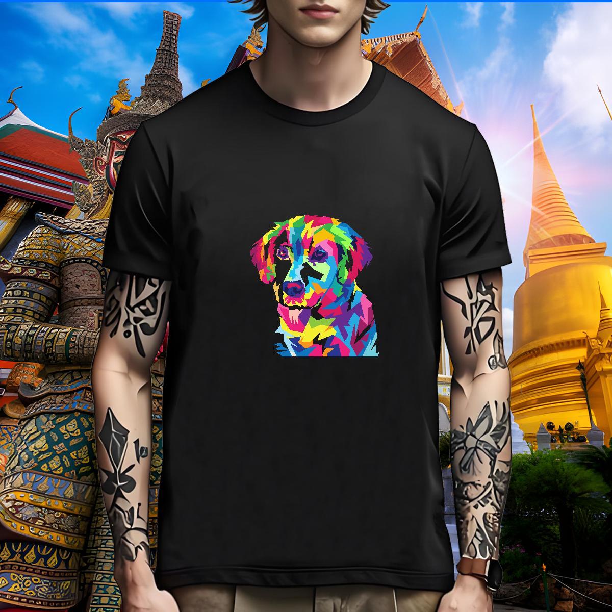 Cool Design Men T Shirts dog Breathable Short Sleeve Street Wear Skull 230g Pure Cotton Mens Tshirts Fashion Tops Tees