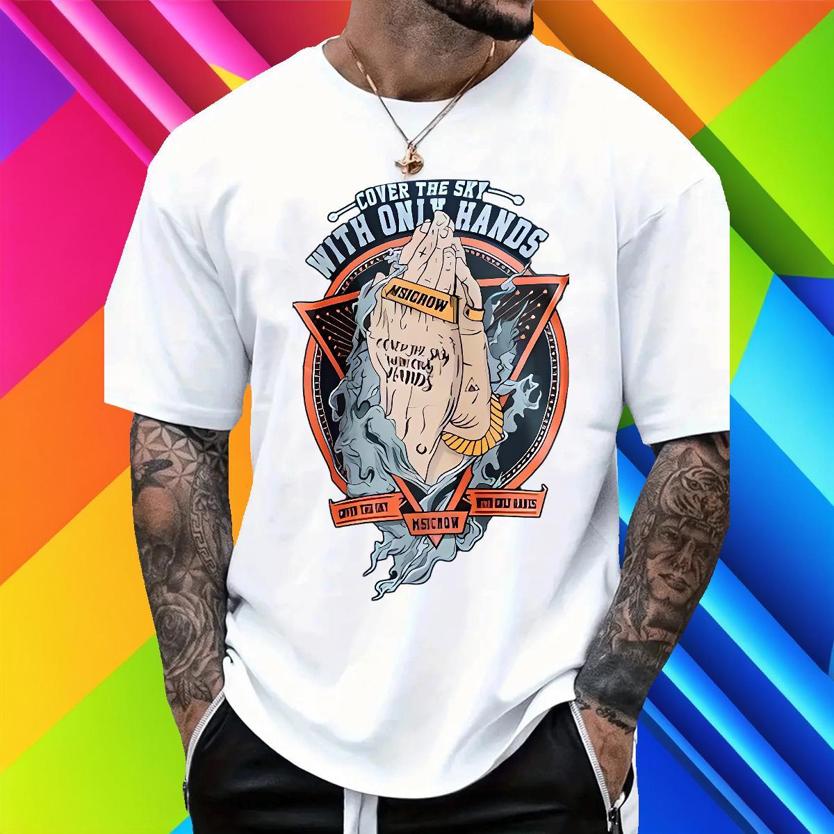 T-Shirts 230g 100% Cotton hands Hip Hop Street Breathable Crew Neck Oversized 3XL 4XL Men Tees Designer Fashion Cool Tops Tees
