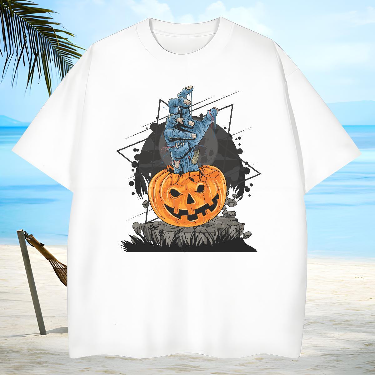 Free Shipping Men T Shirts pumpkin Short Sleeve O-Neck Street Casual Custom Print Oversized 100% Cotton 230g Tshirt for Man Woman 2024 Summer Clothing
