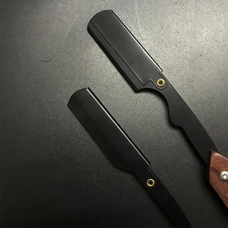 Men Professional Barber Razor Manual Shaver Wood Straight Edge Stainless Steel Shaver Folding Shaving Shave Beard CutterM240814