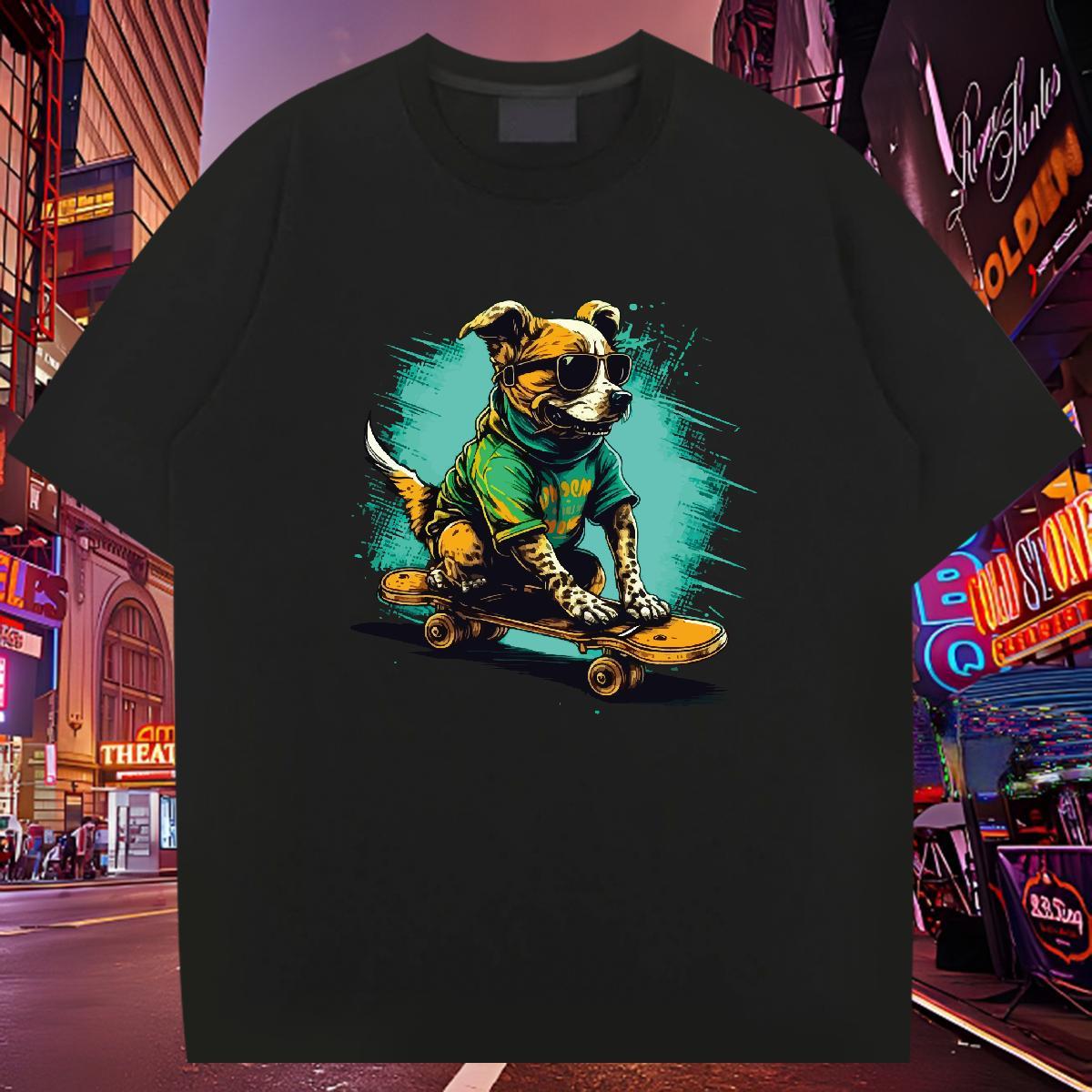 Cool T-Shirts for Men dog Crew Neck Breathable Casual DIY Printed 230g Pure Cotton Mens Tshirts Classic Casual Tees