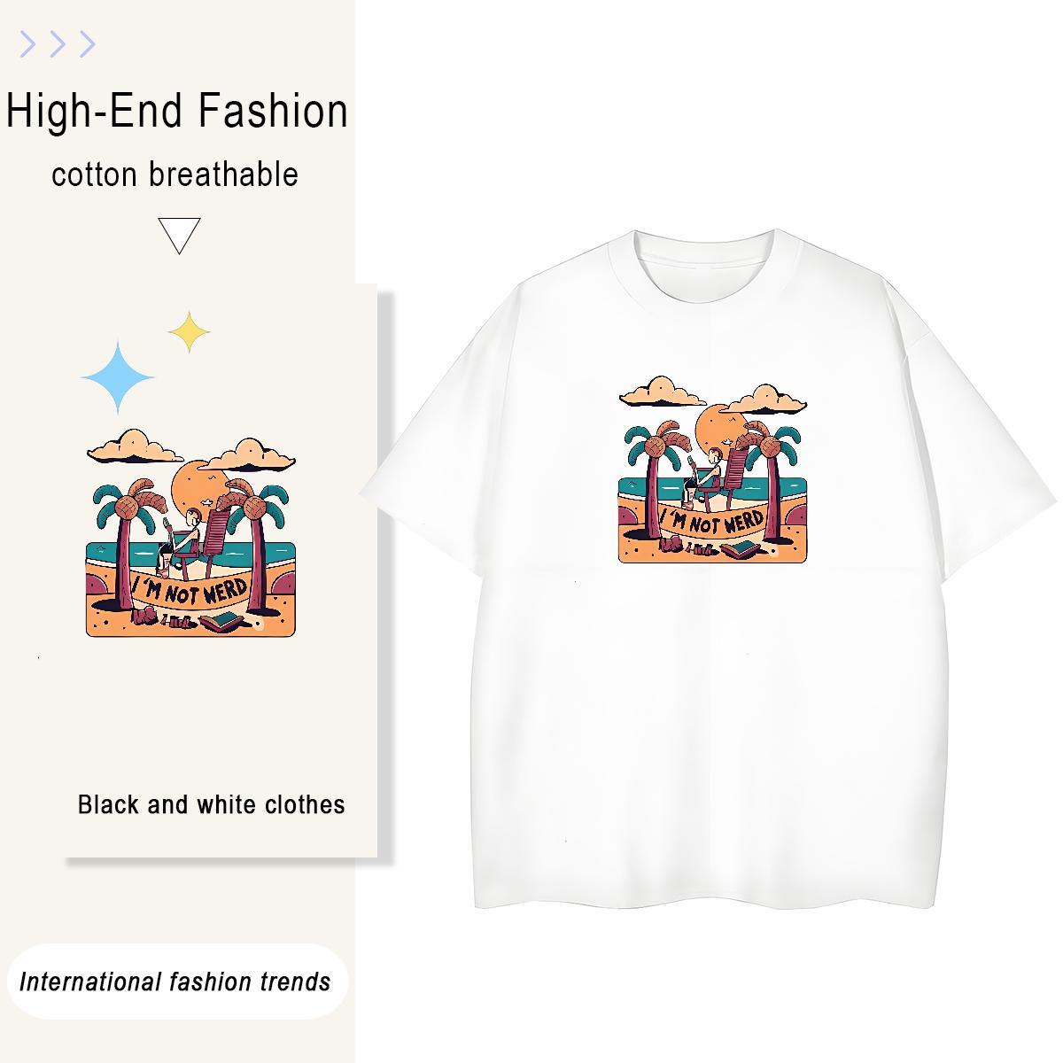 TOP Quality Men Tops Tees Daily Wear 230g 100% Cotton DIY Printed Round Neck Short Sleeve sun T-Shirts Fashion New Tshirts