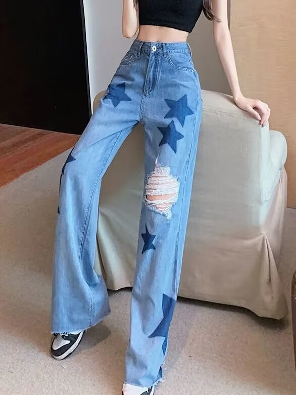 2024 autumn and winter new women's designer straight tube loose fit high waist slim fit wide leg floor pants 663