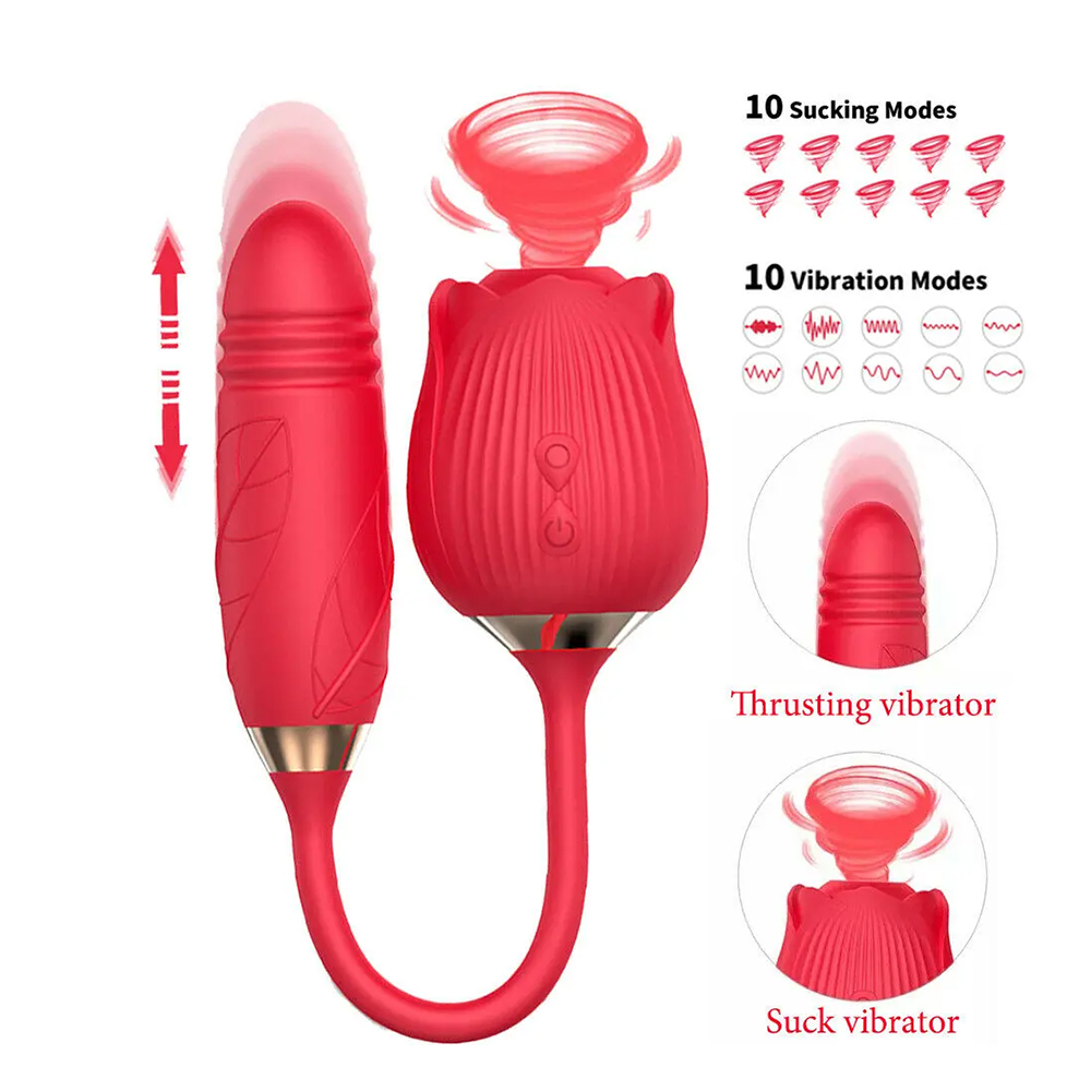 Women Rose Vagina Sucking Vibrator G-spot pussy Nipple Sucker Oral Licking Clitoris Stimulation Powerful Sex Toys for Couples