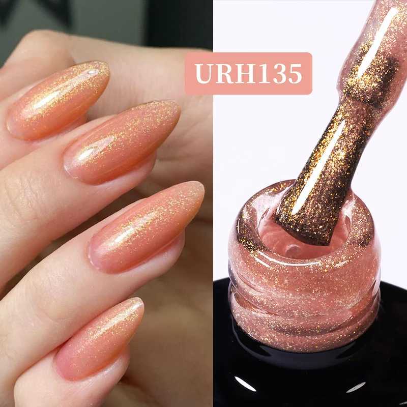 UR SUGAR 7ml Sparkling Flakes Glitter Tender Pink Hybrid Nail Gel Polish 140 Colors Semi-permanent Varnish Nail Art Base Top GelM240814