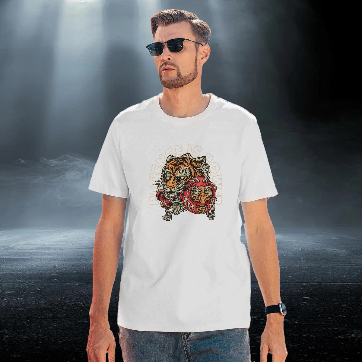 Popular Men Tops Tees Sport 230g 100% Cotton Custom Big Size Breathable Crew Neck tiger T-Shirts Free Shipping Tees Shirts