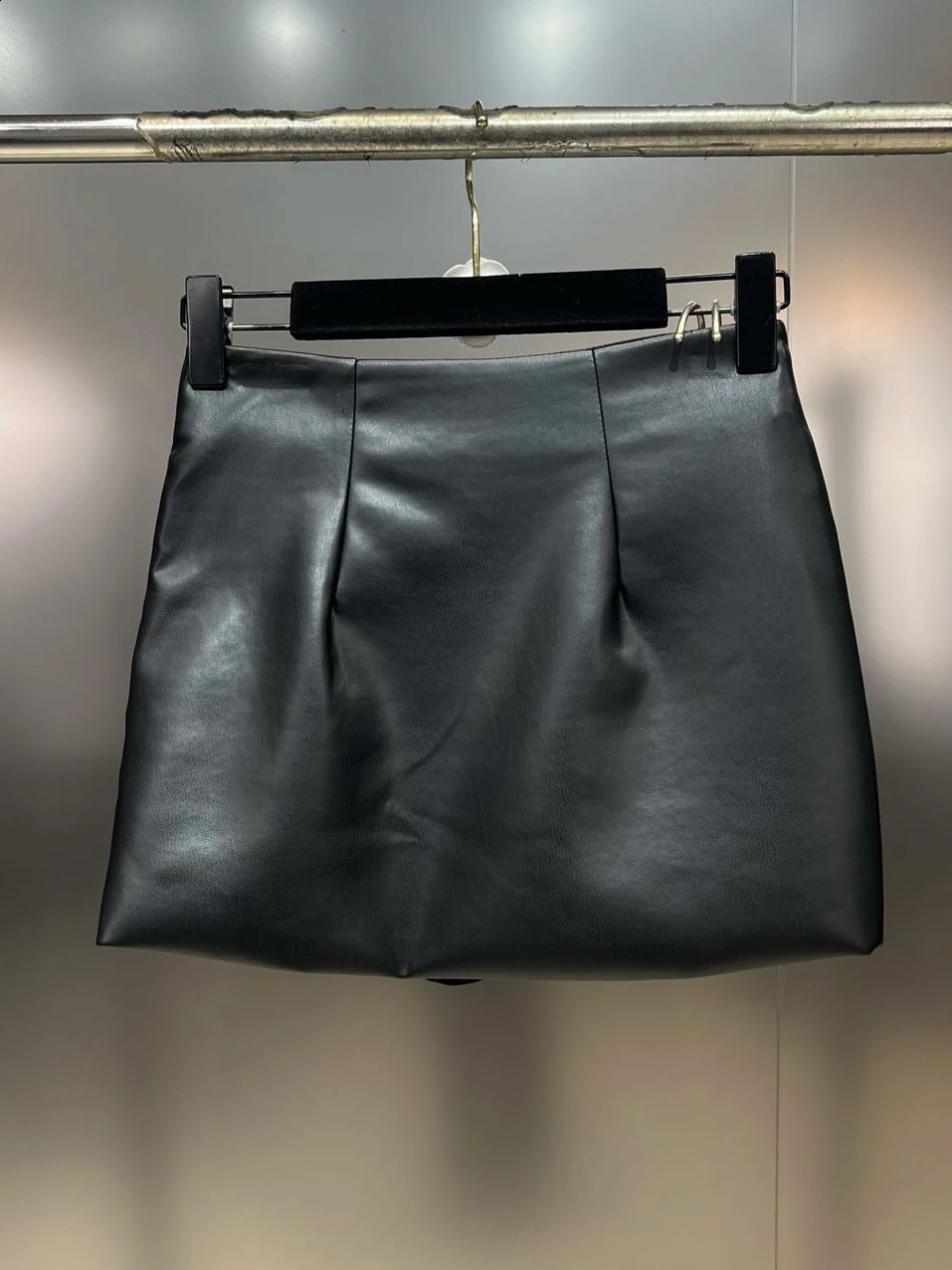 PREPOMP 2024 Spring Collection Multi Belts Patchwork Metal Buckles Black Slimbodycon Pu Leather Skirt Women GM6 240813