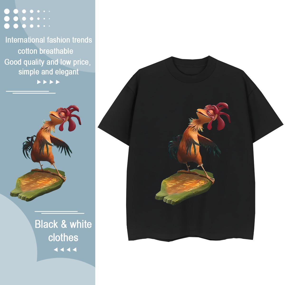 TOP Quality Men T Shirts chicken Breathable Short Sleeve Sports Casual Custom Anime 230g Pure Cotton Men Tees Casual New Clothings