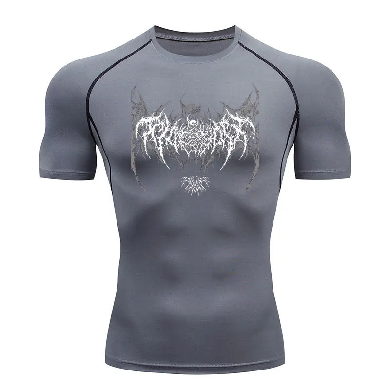 Y2K Compression Shirt Men Fitness Gym Skeleton Sport Running T-Shirt Rashgard Tops Tee Quick Dry Short Sleeve T-Shirt For Men 240813