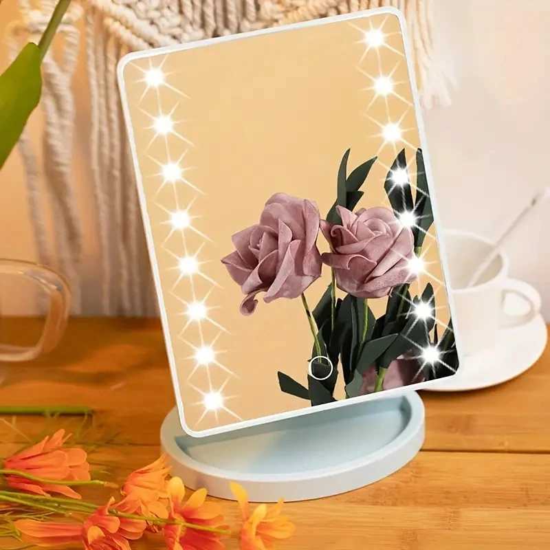 Lighted Makeup MirrorSquare Battery USB RechargeableDual-use Beauty MirrorTouch Screen VanityMirrorBrightnes W240813