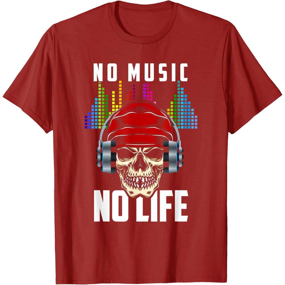 2025S Fashion Designer T Shirt For Mens Funny DJ Skull No Life Headphones Music Fans Gift T Shirt Shirts Tshirt Graphic Tee Casual Tops Clothes Short 