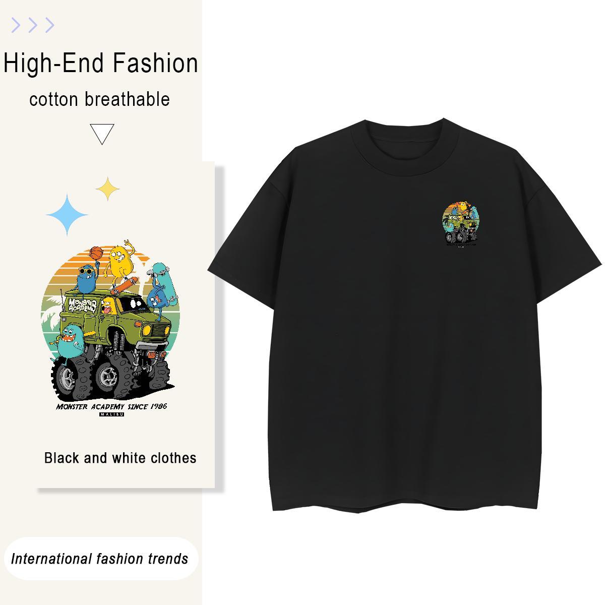 Men T Shirts 100% Cotton 230g role Street Casual O-Neck Short Sleeve Graphic Men Tees Fashion Casual TOP Quality Top Tees