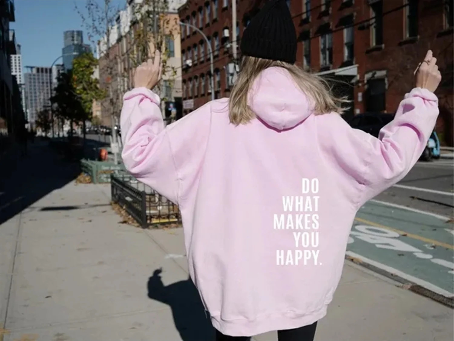 Do What Make You Happy Letter Womens Pullover Personalized Fun O-neck Clothing Full Mathematical Large Casual Top Hip Hop Women 240813
