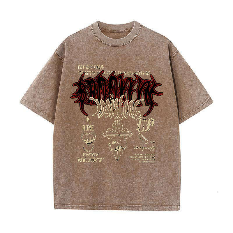 High Gothic Quality Washed Cotton for Men Women Vintage Tees Clothing Oversized Fashion Popular Daily Wear T-shirts