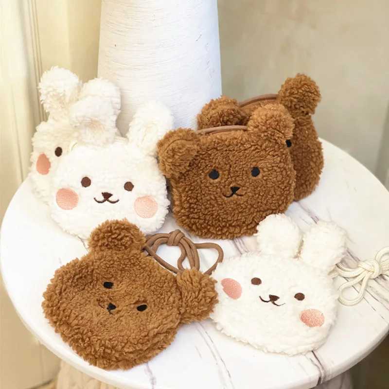 2024 New Childrens Messenger Bag Girl Cartoon Bear Plush Shoulder Bag Childrens Cute Rabbit Bag W240813