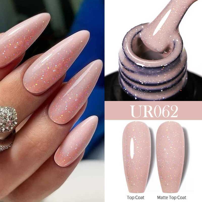 UR SUGAR 7.5ml Pink Glitter Nail Gel Polish Summer Laser Silver Sequins Manicure Semi Permanent Soak Off Nail Art Gel VarnishM240814