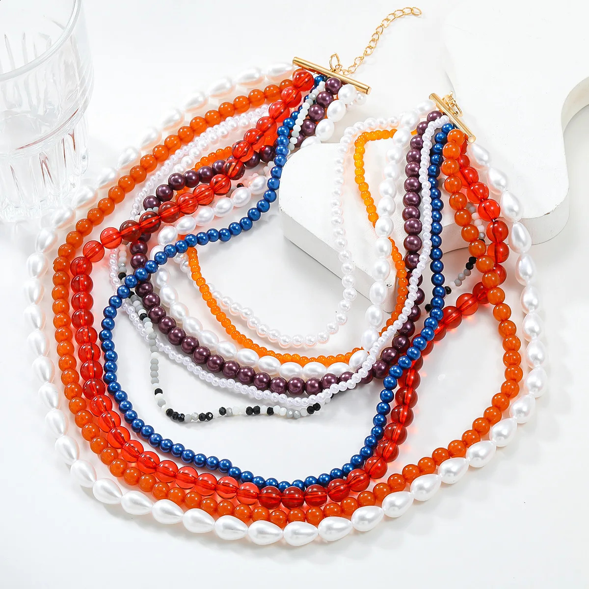 2024 Colorful Beads Chains Pearl Choker Necklace for Women Bohemian Jewelry Multilayer Tassel Chain 240813