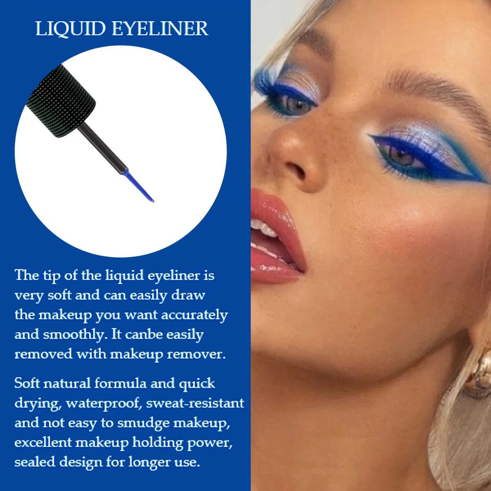Blue Liquid Eyeliner Highly Pigmented And Waterproof Eyeliner For Intense Eye Definition 24-Hour Durable Matte Aquamarine Y240813
