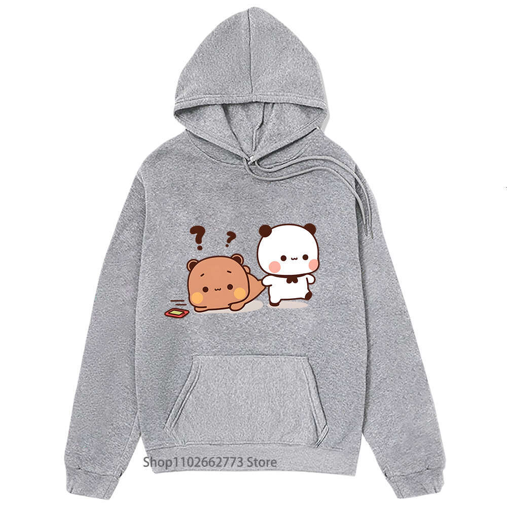 Bear Panda Graphic Hoodies Cartoon Bubu and Dudu Sweatshirt Girls Kawaii Print Pullover Women Casual Plus Size Streetwear