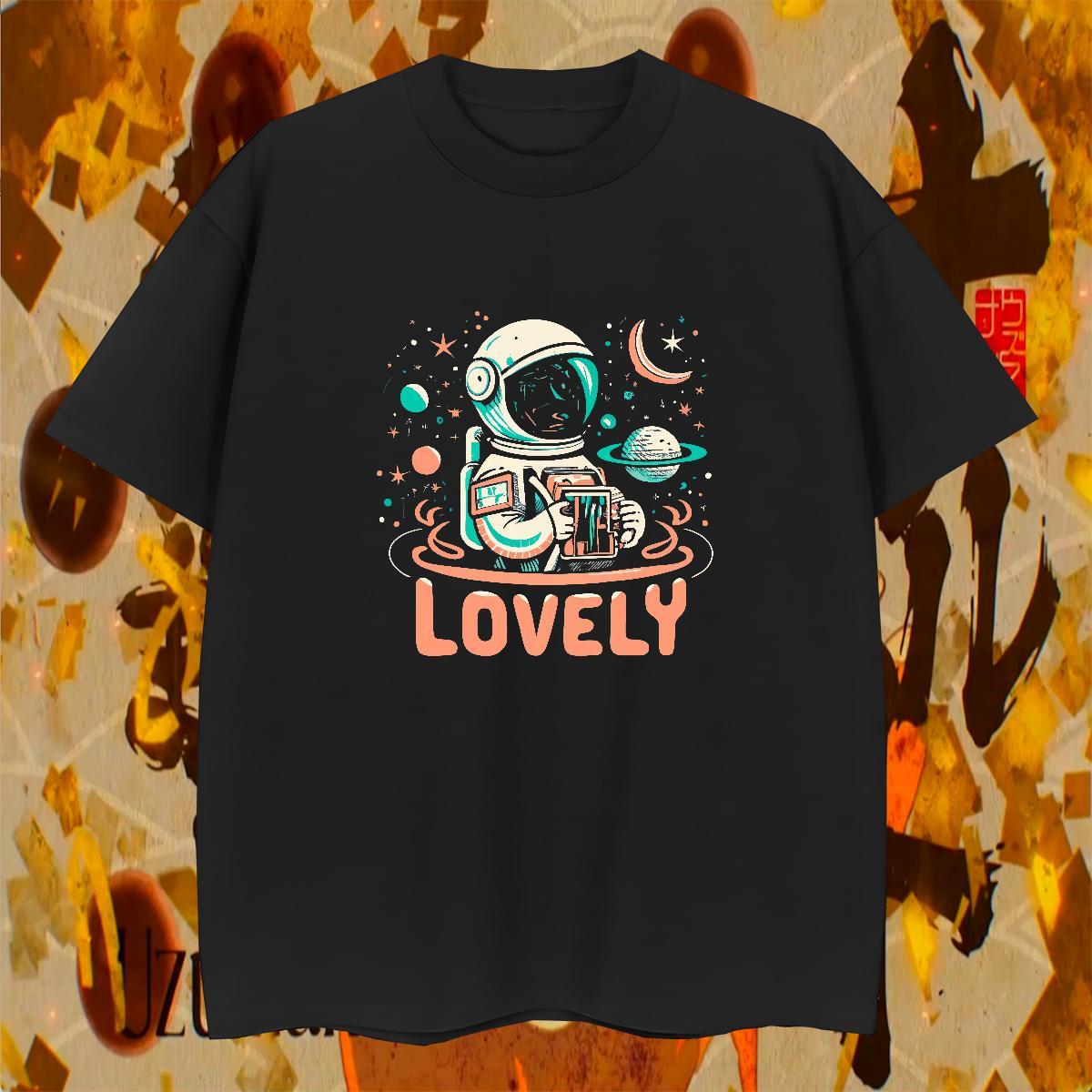 Soft Tshirts Casual Beach 230g Pure Cotton DIY Crew Neck spaceman T-Shirts for Men Custom Top Tees