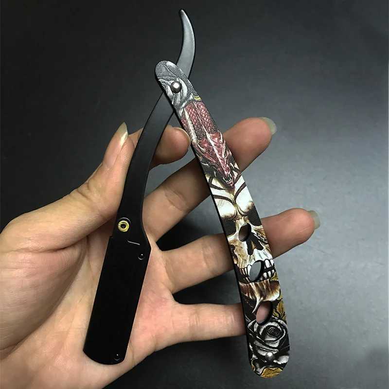 Men Professional Barber Razor Manual Shaver Straight Edge Stainless Steel Shaver Folding Shaving Shave GiftM240814