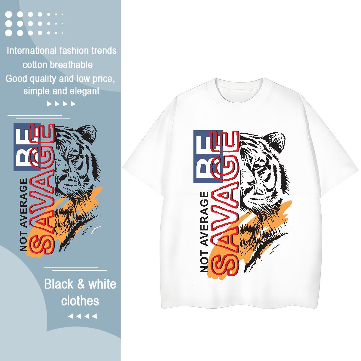 Soft T-Shirts for Men tiger Breathable Soft Beach Custom Printing 230g Cotton Tshirts Wholesale Clothings