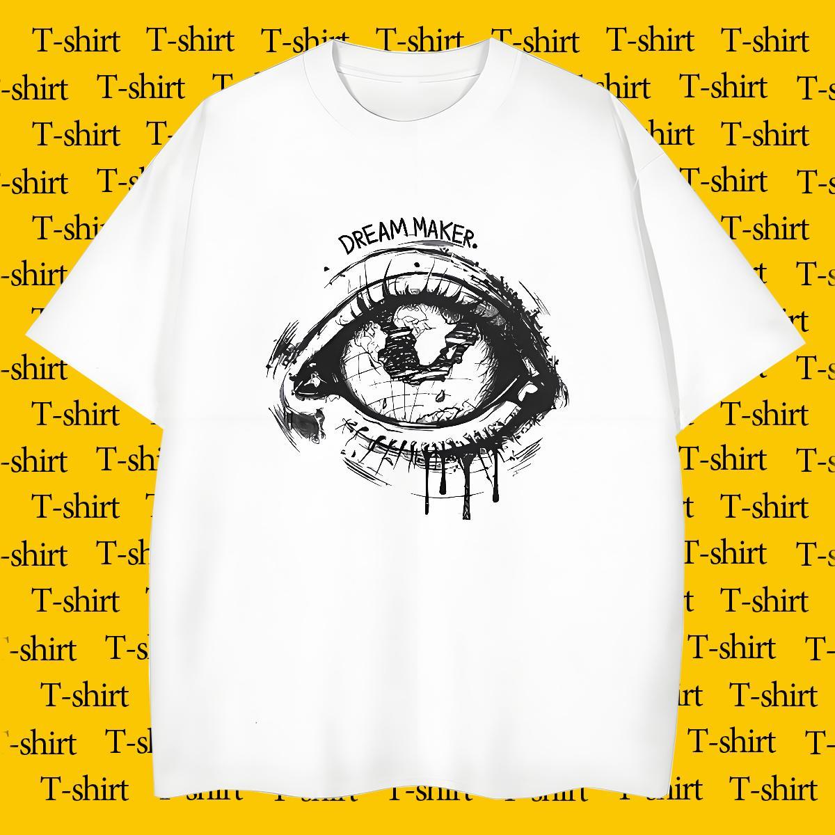 Cool Design eyes T Shirt For Man Street Men Tees 100% Cotton 230g DIY Customized Breathable Short Sleeve Skull Tee Shirt