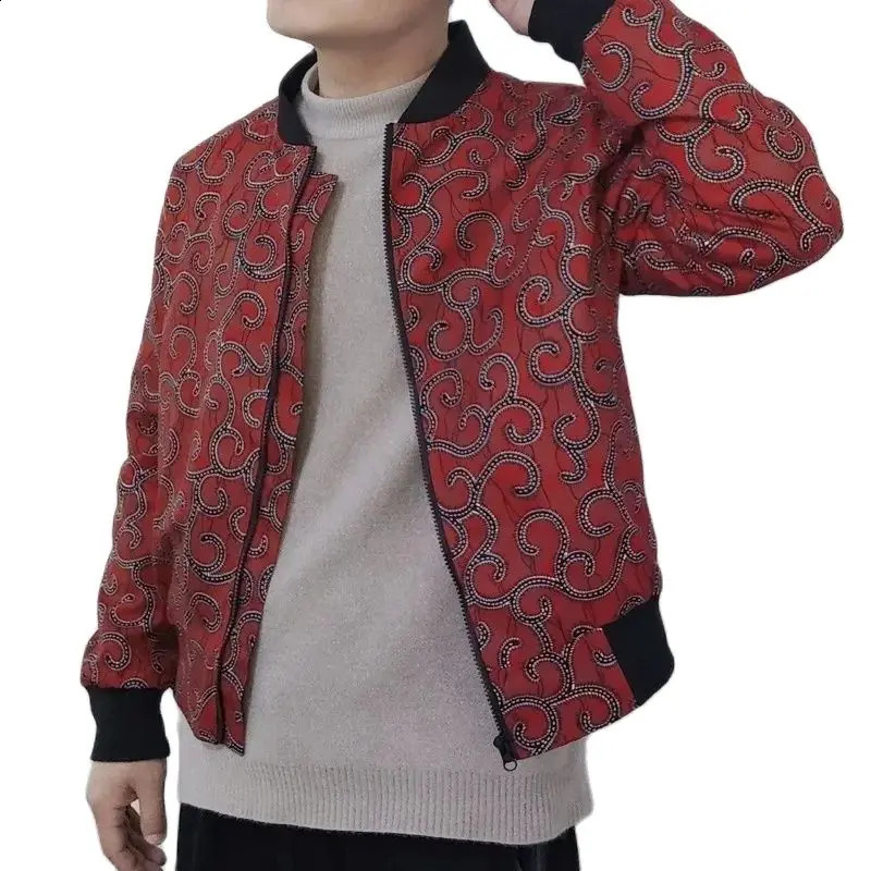 African Print Mens Short Coat Nigerian Fashion Bomber Jacket Male Casual Styles 240712