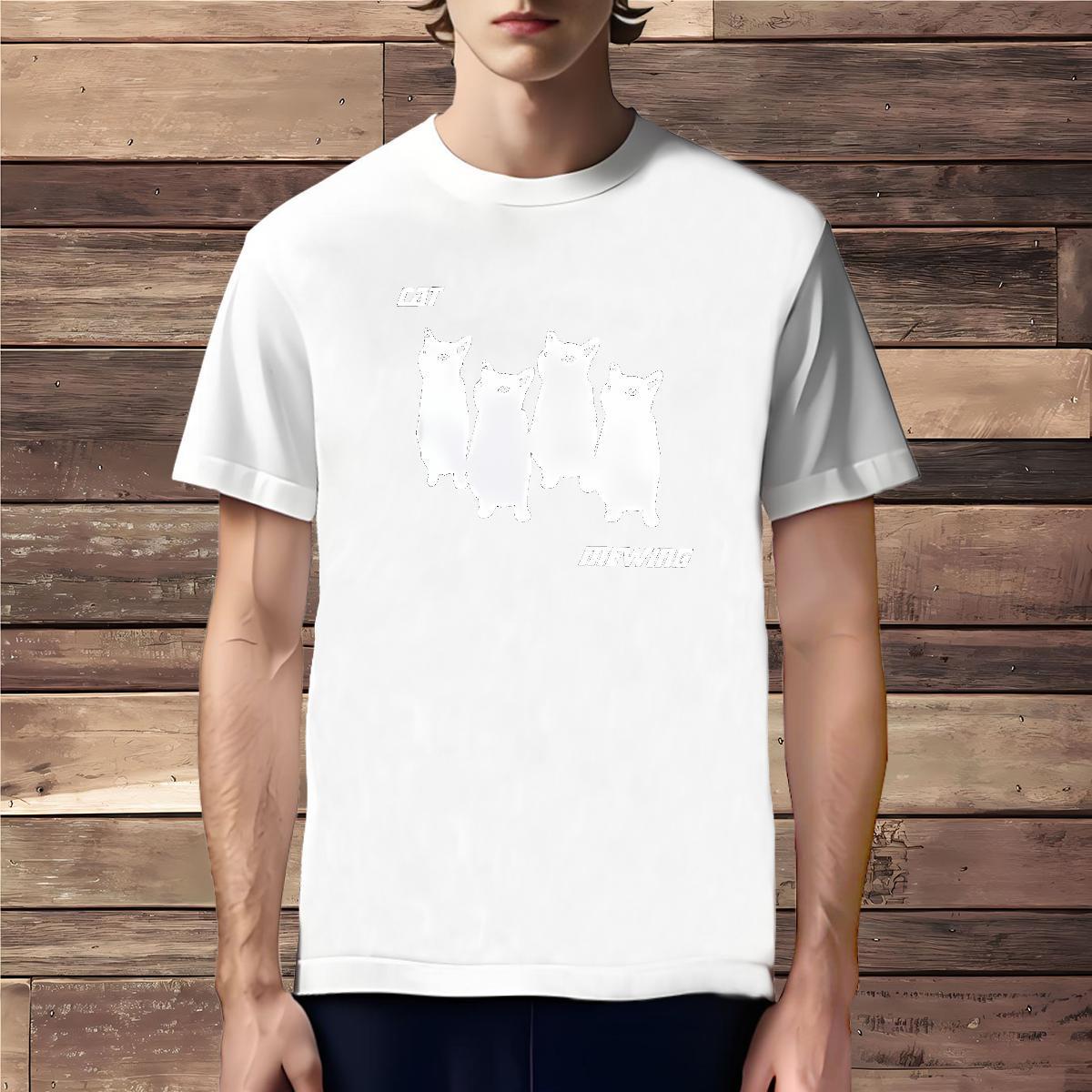 Loose Fit T Shirt For Man cat Breathable Short Sleeve High Street Hip Hop Floral Print 230g Cotton Mens Tshirts Classic Casual Tops Shirt