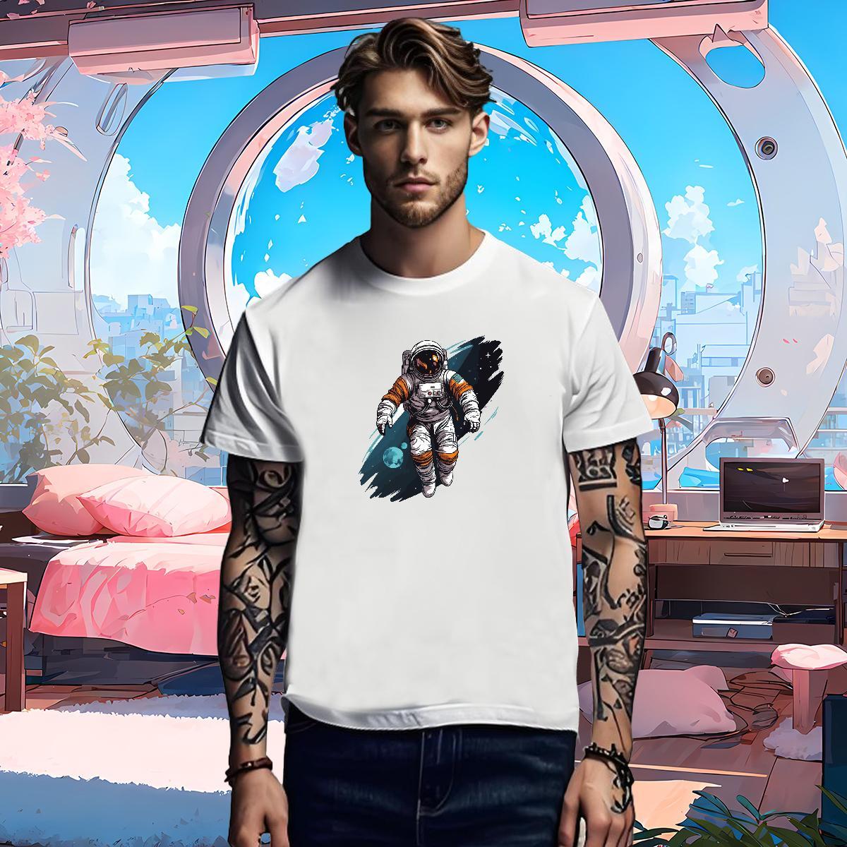 T-Shirts for Men 230g Cotton universe Home Outdoor Breathable Short Sleeve Black White Tshirts Customized Brand Polos