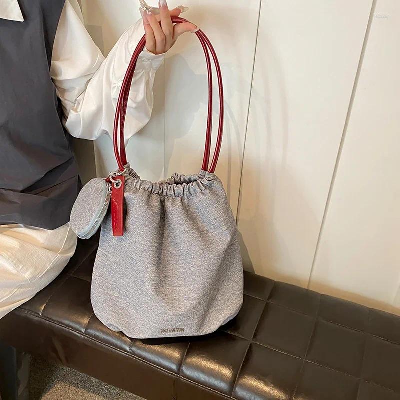 2025 new shoulder bags large capacity retro denim blue soft leather bag single womens tote niche design korean version handheld zhanyishengli