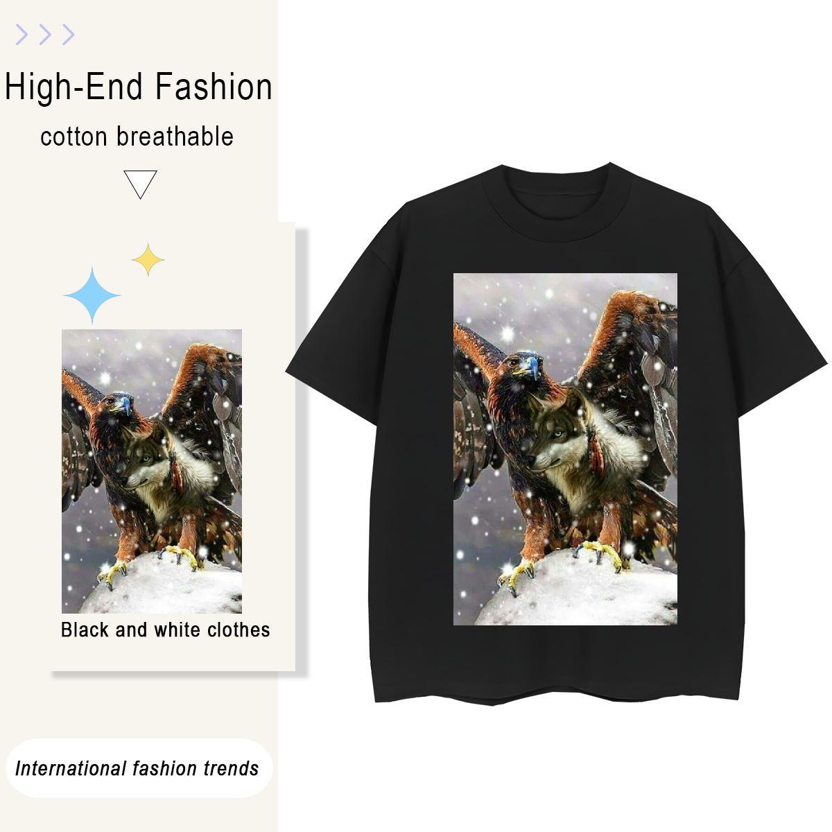 Loose Fit Couples T Shirts Sports Casual 100% Cotton 230g Cartoon Printing L-4XL O-Neck Short Sleeve cool Mens T Shirts Wholesale Wear
