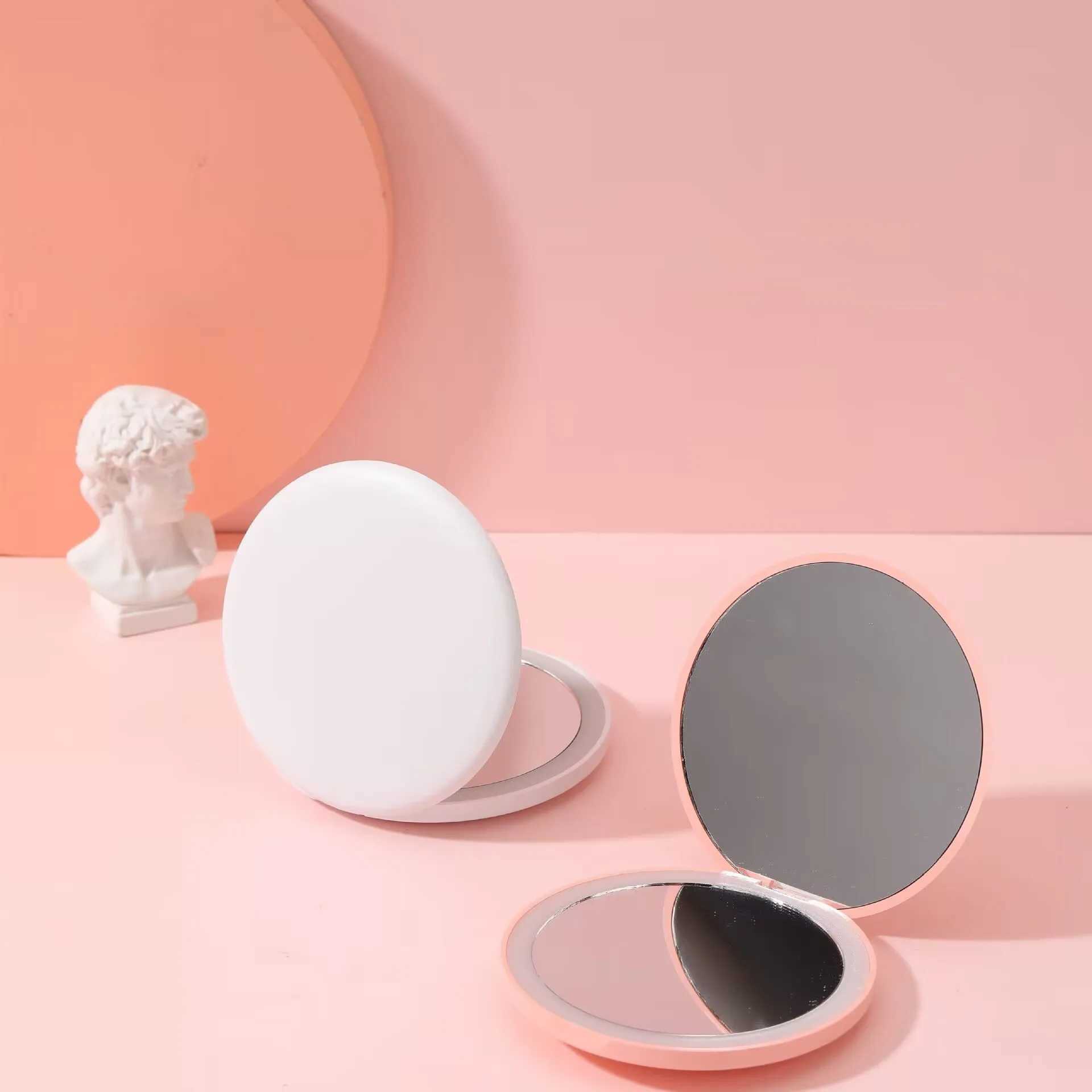 Mini LED light makeup mirror foldable compact mirror with illuminated circle portable USB handheld makeup mirror W240813