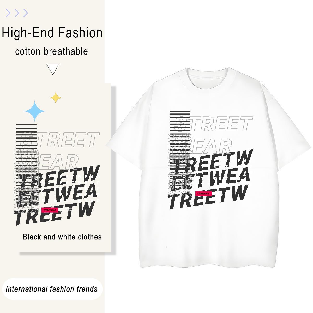 Comfortable Men Tops Tees Summer Casual 100% Cotton 230g Anime Print Crew Neck Breathable letter T shirt New Tops Shirt