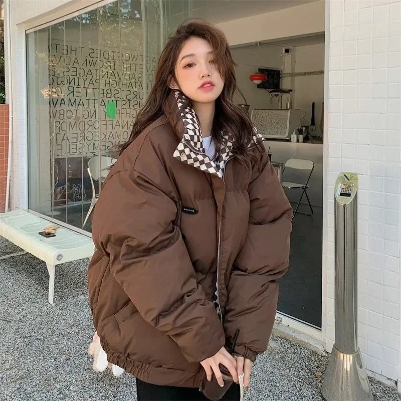 womens parka coat fashion basic cotton down jacket winter fashion soft and thick leisure stand-up collar womens jacket 240813
