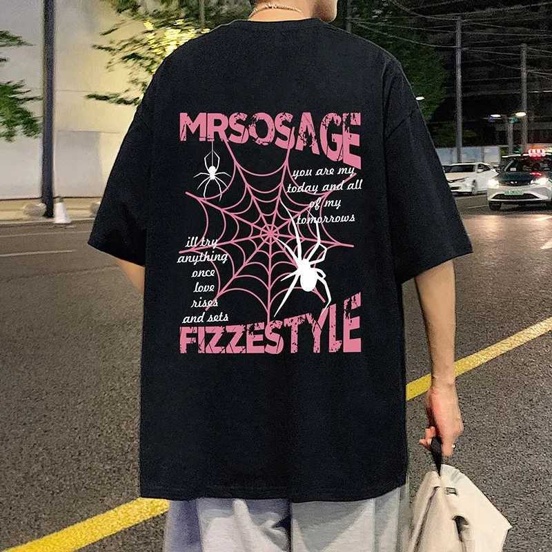 Summer Letter Pure Cotton Pi Shuai Trendy Printed Short sleeved T-shirt Loose Mens T-shirtW240729