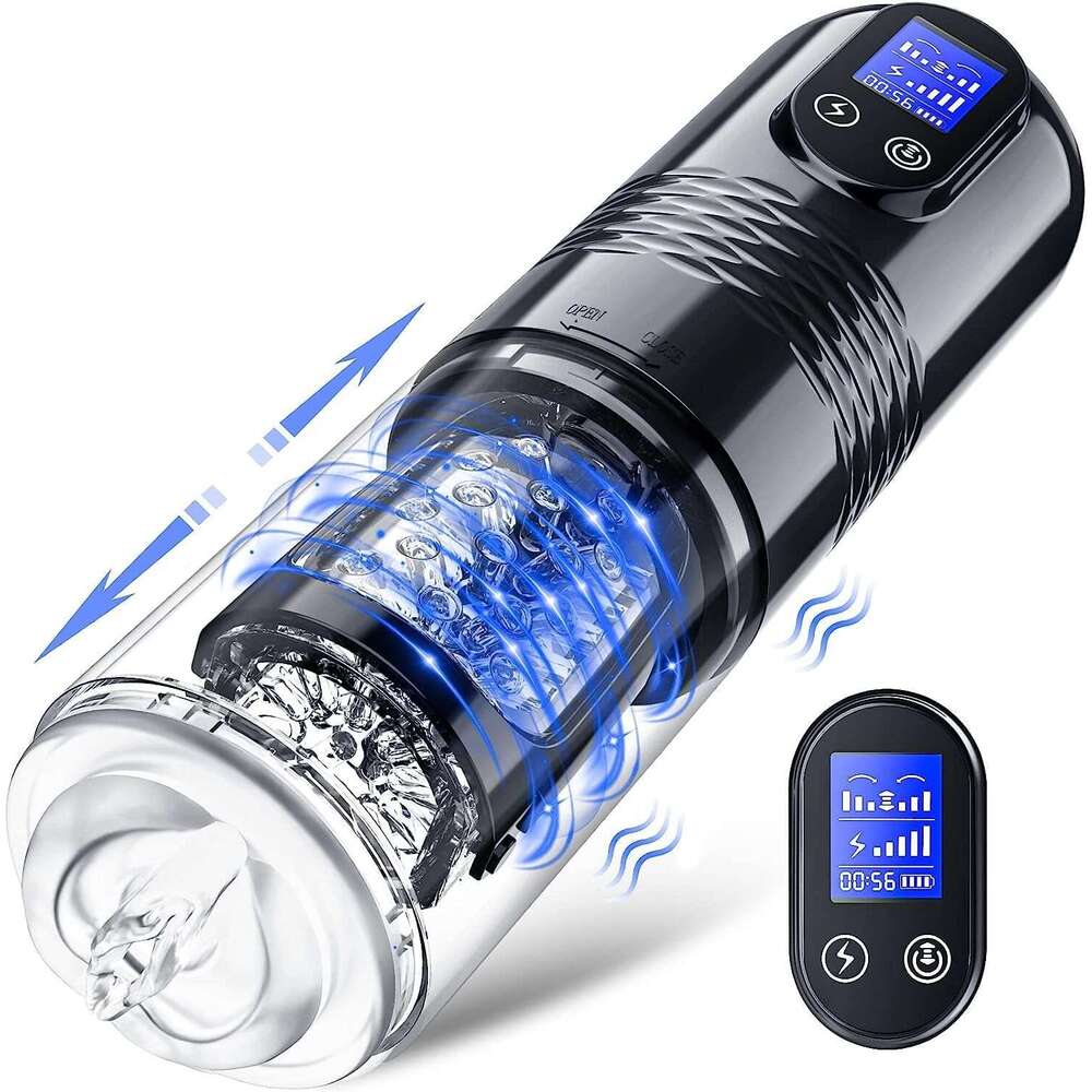 EORONE Men's Sex Toys - Men's Sex Toys Adult Toys, 10 Vibration and 6 Push, Men's Sex Toys Pocket Cat LCD Display, 3D Sleeve