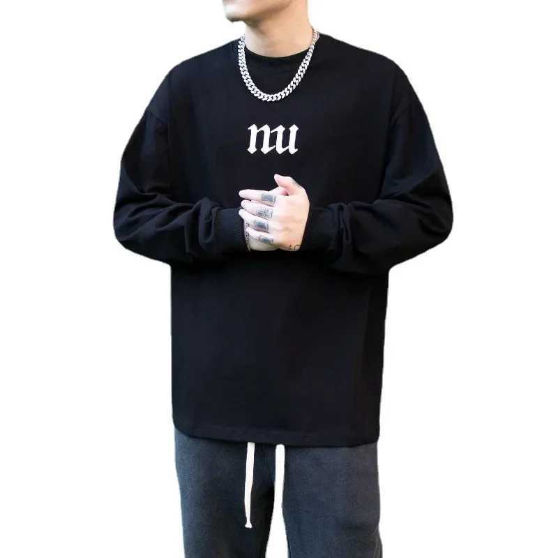 Unicolor Sweatshirts White Male T Shirts Plain Size S Tops for Men Casual Bulk Long Sleeve Pullover Polyester One Piece ClothesM240814